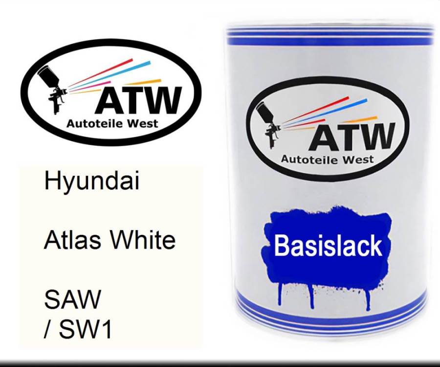 Hyundai, Atlas White, SAW / SW1: 500ml Lackdose, von ATW Autoteile West.